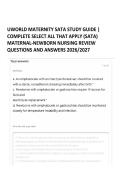 UWORLD MATERNITY SATA STUDY GUIDE &vert; COMPLETE SELECT ALL THAT APPLY &lpar;SATA&rpar; MATERNAL-NEWBORN NURSING REVIEW QUESTIONS AND ANSWERS 2026&sol;2027