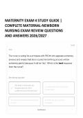 MATERNITY EXAM 4 STUDY GUIDE &vert; COMPLETE MATERNAL-NEWBORN NURSING EXAM REVIEW QUESTIONS AND ANSWERS 2026&sol;2027 