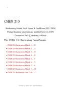 CHEM 210&NewLine;Biochemistry Module 1 to 8 Exams' & Final Exam &lpar;2025 &sol; 2026&rpar; Portage Learning Questions and Verified Answers&comma; 100&percnt; Guaranteed Pass &vert;&vert;Complete A&plus; Guide&NewLine;