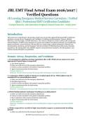 JBL EMT Final Actual Exam &ndash; JB Learning Emergency Medical Services Curriculum &ndash; 2026&sol;2027 Academic Year &ndash; Verified Questions and Answers for Professional EMT Certification Candidates