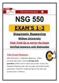 NSG 550 Exams 1-3 Diagnostic Reasoning &ndash;&ndash; Wilkes &lpar;Latest 2026&sol;2027 Update&rpar; NGN Questions and Case Scenarios &vert; PDF&NewLine;