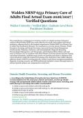 Walden NRNP 6531 Primary Care of Adults Final Actual Exam &ndash; Walden University &ndash; 2026&sol;2027 Academic Year &ndash; Verified Questions and Answers for Graduate-Level Nurse Practitioner Students