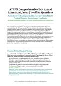 ATI PN Comprehensive Exit Actual Exam &ndash; Assessment Technologies Institute &lpar;ATI&rpar; &ndash; 2026&sol;2027 Academic Year &ndash; Verified Questions and Answers for Practical Nursing Students and Candidates