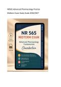 NR565 &sol; NR 565 MIDTERM EXAM STUDY GUIDE &vert; ADVANCED PHARMACOLOGY PRACTICE QUESTIONS & ANSWERS 2026&sol;2027