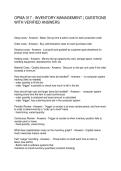 OPMA 317 - INVENTORY MANAGEMENT QUESTIONS WITH VERIFIED ANSWERS