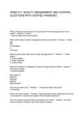 OPMA 317 QUALITY MANAGEMENT AND CONTROL QUESTIONS WITH VERIFIED ANSWERS