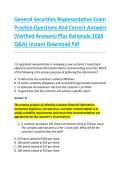General Securities Representative Exam &NewLine;Practice Questions And Correct Answers &NewLine;&lpar;Verified Answers&rpar; Plus Rationale 2026 &NewLine;Q&A&vert; Instant Download Pdf