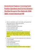 Geotechnical Engineer Licensing Exam &NewLine;Practice Questions And Correct Answers &NewLine;&lpar;Verified Answers&rpar; Plus Rationale 2026 &NewLine;Q&A&vert; Instant Download Pdf 