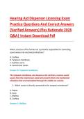 Hearing Aid Dispenser Licensing Exam &NewLine;Practice Questions And Correct Answers &NewLine;&lpar;Verified Answers&rpar; Plus Rationale 2026 &NewLine;Q&A&vert; Instant Download Pdf 