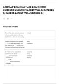 CARN AP EXAM &lpar;ACTUAL EXAM&rpar; WITH CORRECT QUESTIONS AND WELL ANSWERED ANSWERS LATEST WELL GRADED A&plus;