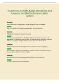 Dangerous GOODS EXAM Questions and&NewLine;Answers Verified Solutions Latest&NewLine;Update
