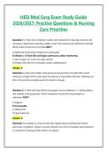HESI Med Surg Exam Study Guide 2026&sol;2027&colon; Practice Questions & Nursing Care Priorities