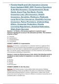 Florida Health and Life Insurance License Exam Updated 2026 &vert; 250&plus; Practice Questions & Verified Answers &vert; Comprehensive Study Guide&comma; Exam Prep Test Bank&comma; Florida Insurance Law&comma; Life Insurance&comma; Health Insurance&comma; Annuities&comma; Medicare&comma; Medicaid&comma; Long-Term Ca