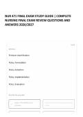 NUR 471 FINAL EXAM STUDY GUIDE &vert; COMPLETE NURSING FINAL EXAM REVIEW QUESTIONS AND ANSWERS 2026&sol;2027