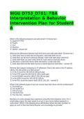 Test Bank &vert; WGU D753&sol;D761 FBA Interpretation & BIP Student A 2026 &vert; Complete Task Guide &vert; A&plus;&NewLine;&NewLine;