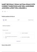 MMET 383 EXAM 1 EXAM &lpar;ACTUAL EXAM&rpar; WITH CORRECT QUESTIONS AND WELL ANSWERED ANSWERS LATEST WELL GRADED A