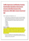 Traffic Supervisor Certification Practice &NewLine;Examination Questions And Correct &NewLine;Answers &lpar;Verified Answers&rpar; Plus &NewLine;Rationales 2026 Q&A Instant Download &NewLine;Pdf 
