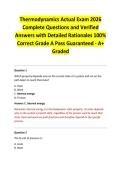 Thermodynamics Actual Exam 2026 Complete Questions and Verified Answers with Detailed Rationales 100&percnt; Correct Grade A Pass Guaranteed - A&plus; Graded
