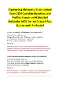 Engineering Mechanics&colon; Statics Actual Exam 2026 Complete Questions and Verified Answers with Detailed Rationales 100&percnt; Correct Grade A Pass Guaranteed - A&plus; Graded