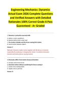 Engineering Mechanics&colon; Dynamics Actual Exam 2026 Complete Questions and Verified Answers with Detailed Rationales 100&percnt; Correct Grade A Pass Guaranteed - A&plus; Graded