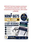 NRNP 6675 Final Exam Questions and Answers  with Explanation &lpar;Latest 2026 &sol; 2027&rpar;&colon; Most Comprehensive to Pass the Exam&comma; 100&percnt; Verified &ndash; UPDATED&period;