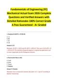 Fundamentals of Engineering &lpar;FE&rpar; Mechanical Actual Exam 2026 Complete Questions and Verified Answers with Detailed Rationales 100&percnt; Correct Grade A Pass Guaranteed - A&plus; Graded