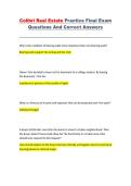 Colibri Real Estate Practice Final Exam Questions and Correct Answers