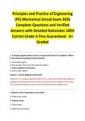 Principles and Practice of Engineering &lpar;PE&rpar; Mechanical Actual Exam 2026 Complete Questions and Verified Answers with Detailed Rationales 100&percnt; Correct Grade A Pass Guaranteed - A&plus; Graded