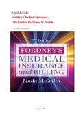 Test Bank Fordney's Medical Insurance and Billing&comma; 17th Edition by Linda M&period; Smith&period; All Chapters&vert; Verified Answers&vert; Latest Edition&vert; A&plus; Pass