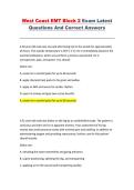 West Coast EMT Block 2 Exam Questions and Correct Answers