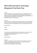 WGU C954 Information Technology Management Final Exam Prep Latest 2026&sol;2027 Exam Questions and Verified Solutions&NewLine;
