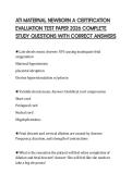 ATI MATERNAL NEWBORN A CERTIFICATION&NewLine;EVALUATION TEST PAPER 2026 COMPLETE&NewLine;STUDY QUESTIONS WITH CORRECT ANSWERS