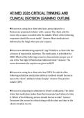 ATI MED 2026 CRITICAL THINKING AND&NewLine;CLINICAL DECISION LEARNING OUTLINE&NewLine;