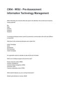 C954 - WGU - Pre-Assessment&colon; Information Technology Management Latest 2026&sol;2027 Exam Questions and Verified Solutions&NewLine;