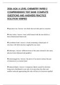 2026 AQA A LEVEL CHEMISTRY PAPER 2&NewLine;COMPREHENSIVE TEST BANK COMPLETE&NewLine;QUESTIONS AND ANSWERS PRACTICE&NewLine;SOLUTION VERIFIED&NewLine;