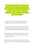 Michigan State Brakes Certification Exam WITH ACCURATE QUESTIONS AND ANSWERS &lpar;VERIFIED ANSWERS&rpar; &vert; LATEST &lpar;2026&sol;2027&rpar; UPDATED VERSION &vert; 100&percnt; GUARANTEED PASS &lbrace;JUST RELEASED&rcub;