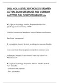 2026 AQA A LEVEL PSYCHOLOGY UPDATED&NewLine;ACTUAL EXAM QUESTIONS AND CORRECT&NewLine;ANSWERS FULL SOLUTION GRADED A&plus;
