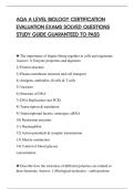 AQA A LEVEL BIOLOGY CERTIFICATION&NewLine;EVALUATION EXAMS SOLVED QUESTIONS&NewLine;STUDY GUIDE GUARANTEED TO PASS
