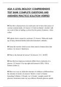 AQA A LEVEL BIOLOGY COMPREHENSIVE&NewLine;TEST BANK COMPLETE QUESTIONS AND&NewLine;ANSWERS PRACTICE SOLUTION VERIFIED