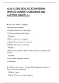 AQA A LEVEL BIOLOGY EXAM REVIEW&NewLine;UPDATED COMPLETE QUESTIONS AND&NewLine;ANSWERS GRADED A&plus;