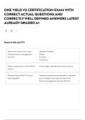 ONE YIELD V2 CERTIFICATION EXAM WITH CORRECT ACTUAL QUESTIONS AND CORRECTLY WELL DEFINED ANSWERS LATEST ALREADY GRADED A&plus;