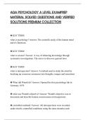 AQA PSYCHOLOGY A LEVEL EXAMPREP&NewLine;MATERIAL SOLVED QUESTIONS AND VERIFIED&NewLine;SOLUTIONS PREMIUM COLLECTION 