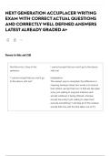 NEXT GENERATION ACCUPLACER WRITING EXAM WITH CORRECT ACTUAL QUESTIONS AND CORRECTLY WELL DEFINED ANSWERS LATEST ALREADY GRADED A&plus; 
