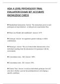 AQA A LEVEL PSYCHOLOGY FINAL&NewLine;EVALUATION EXAMS SET ACCURATE&NewLine;KNOWLEDGE CHECK