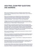 AIDA FINAL EXAM PREP QUESTIONS AND ANSWERS