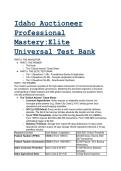 2026&sol;2027 Idaho Auctioneer Professional Mastery&colon; Elite Universal Test Bank &NewLine;&lpar; OBBBA & UCC Updates&rpar; &vert; 60&plus; Q&A
