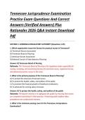 Tennessee Jurisprudence Examination &NewLine;Practice Exam Questions And Correct &NewLine;Answers &lpar;Verified Answers&rpar; Plus &NewLine;Rationales 2026 Q&A Instant Download &NewLine;Pdf