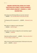 ARIZONA CONTRACTOR LICENSE CR-67 EXAM &NewLine;QUESTIONS WITH CORRECT VERIFIED ANSWERS &vert; &NewLine;LATEST UPDATE 2026&sol;2027 &vert; GRADED A&plus; &vert; 100&percnt; &NewLine;ASSURED PASS