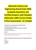 Materials Science and Engineering Actual Exam 2026 Complete Questions and Verified Answers with Detailed Rationales 100&percnt; Correct Grade A Pass Guaranteed - A&plus; Graded