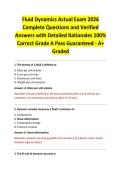 Fluid Dynamics Actual Exam 2026 Complete Questions and Verified Answers with Detailed Rationales 100&percnt; Correct Grade A Pass Guaranteed - A&plus; Graded